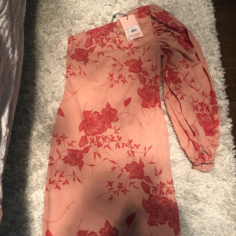 Missguided one shoulder flower dress in size 2